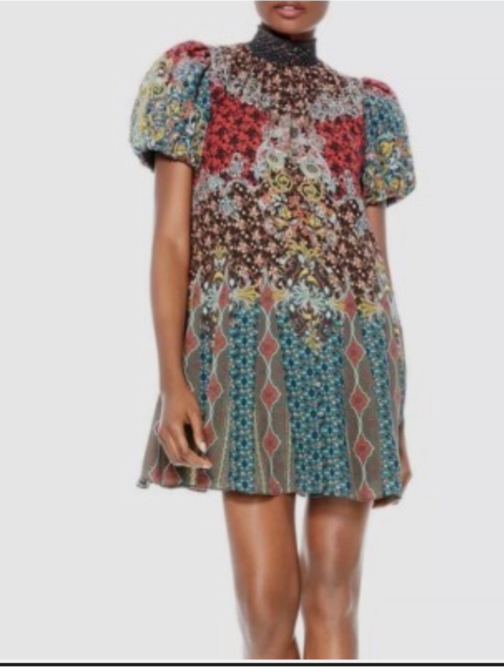 alice + olivia Floral Mini Dress in Black & Red Like New
